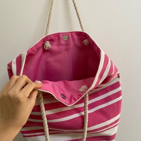 FREE Nautical Pink Beach Tote Bag with Rope Straps - Picture 4 of 6